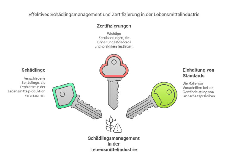 Effektives Schädlingsmanagement in der Lebensmittelindustrie: Schlüsselfaktoren Zertifizierungen, Einhaltung von Standards und Schädlingskontrolle als Grundlage für sichere Lebensmittelproduktion.