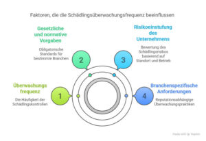 Übersicht zur Frage „Schädlingsmonitoring wie oft?“ – empfohlene Kontrollfrequenzen für Unternehmen je nach Risiko und Branche